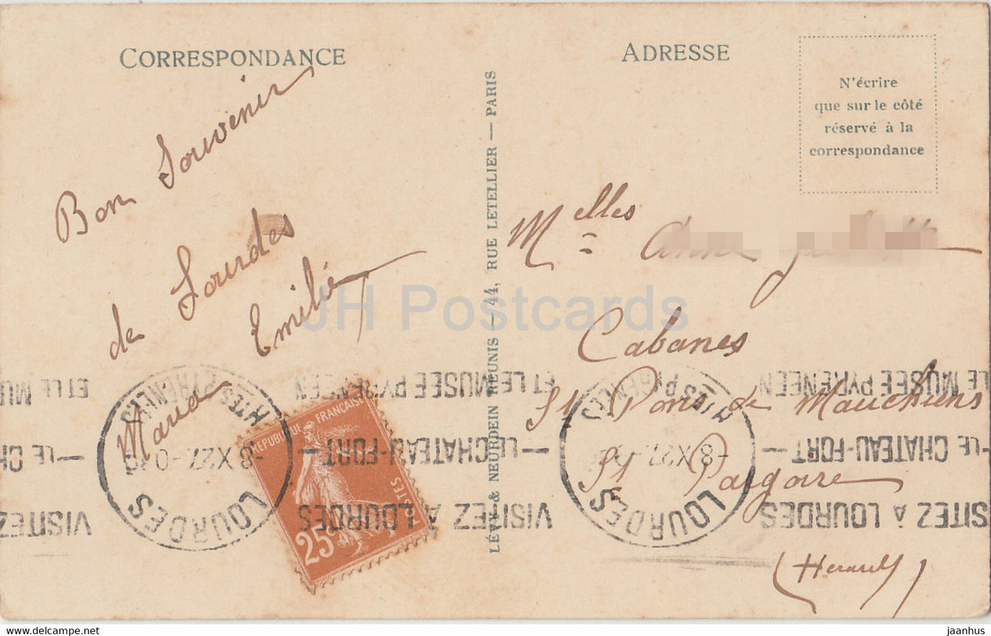 Lourdes - Benediction des Malades - 56 - alte Postkarte - 1927 - Frankreich - gebraucht