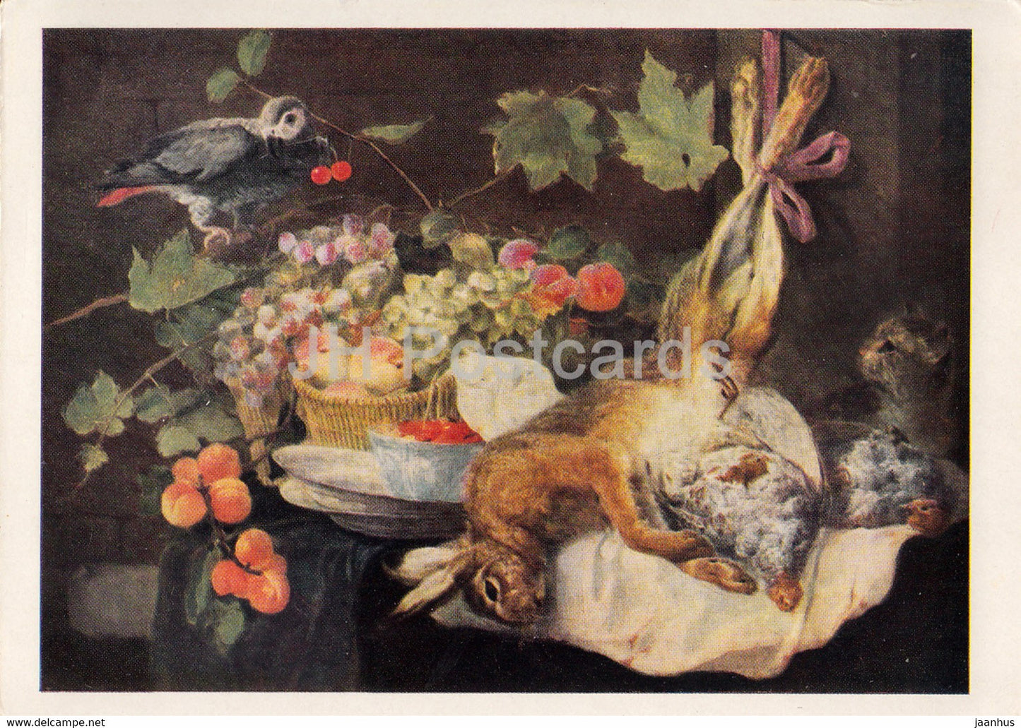 painting by Jan Fyt - Hare Fruits and Parrot - Flemish art - 1964 - Russia USSR - unused - JH Postcards