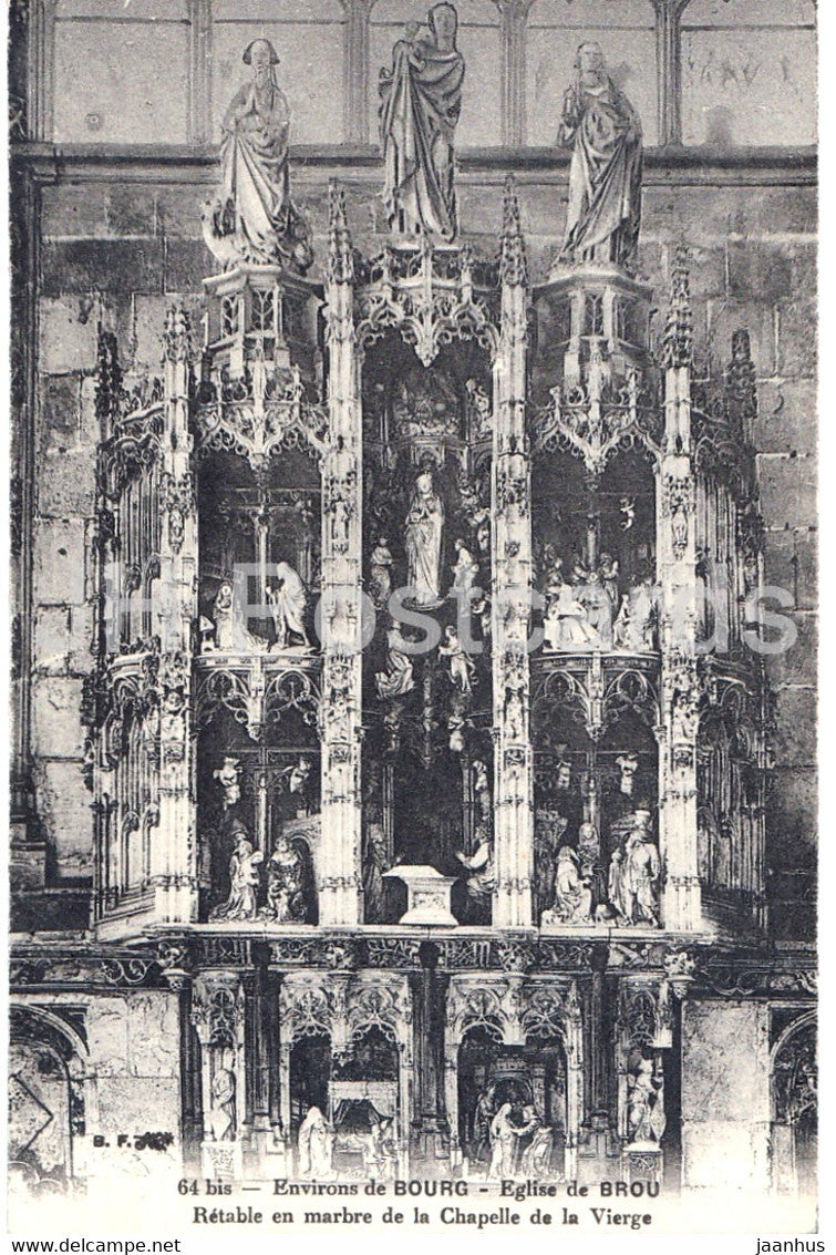 Eglise de Brou - Retable en marbre de la Chapelle de la Vierge - church - 64 - old postcard - France - unused - JH Postcards