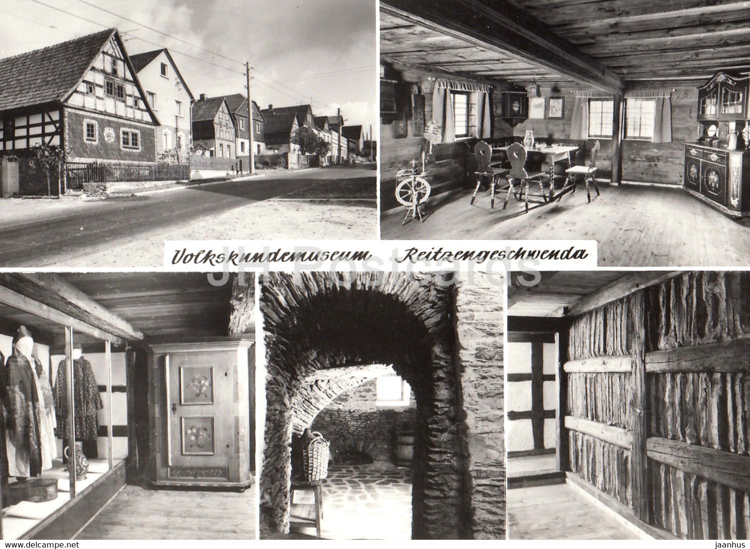 Volkskundemuseum - Reitzengeschwenda - Bohlenstube - Thuringer Volkstraxhten - Kellergewolbe - Germany DDR - unused - JH Postcards