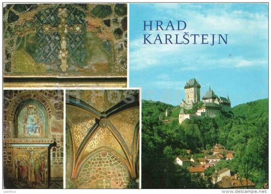 Karlstejn castle - interior - art - Czechoslovakia - Czech - used 1984 - JH Postcards