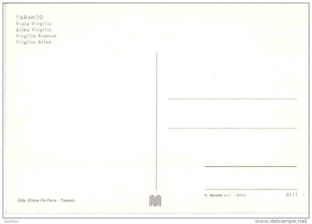 Viale Virgilio - Virgilio Avenue - Taranto - Puglia - 8111 - Italia - Italy - unused - JH Postcards