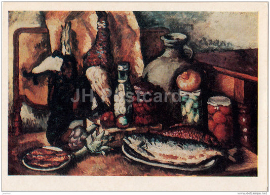 painting by I. Mashkov - Fowl , fish , marinades - Russian art - Russia USSR - unused - JH Postcards