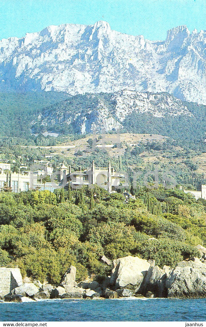 View at the Palace and the Park from the Black sea - Alupka Palace Museum - Crimea - 1990 - Ukraine USSR - unused - JH Postcards