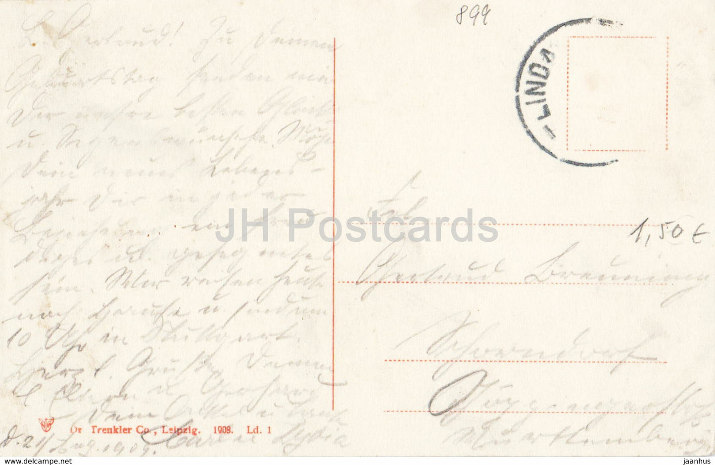 Lindau i B - Hafeneinfahrt - phare - port - navire - carte postale ancienne - 1908 - Allemagne - utilisé