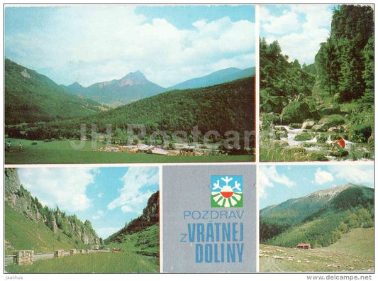 Vratna Dolina - Maly and Velky Rozsutek - camping - valley - Mala Fatra - Czechoslovakia - Slovakia - used 1982 - JH Postcards