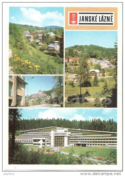 Janske Lazne - spa - architecture - Czechoslovakia - Czech - unused - JH Postcards