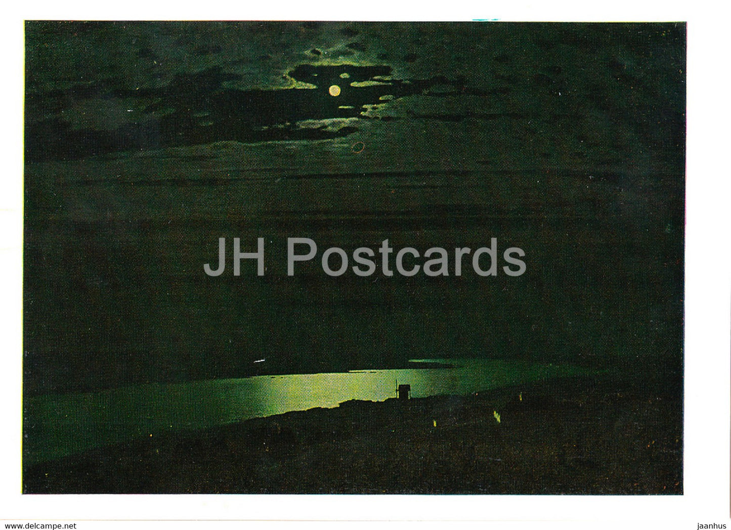 painting by A. Kuindzhi - moonlit night on the Dnieper river - Russian art - 1978 - Russia USSR - unused - JH Postcards
