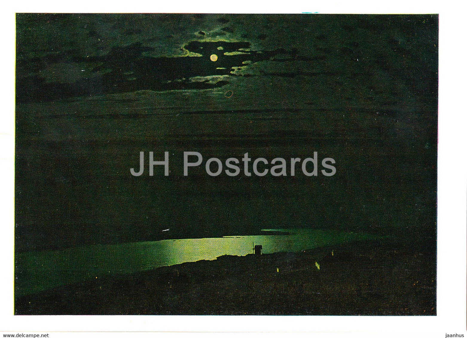 painting by A. Kuindzhi - moonlit night on the Dnieper river - Russian art - 1978 - Russia USSR - unused - JH Postcards