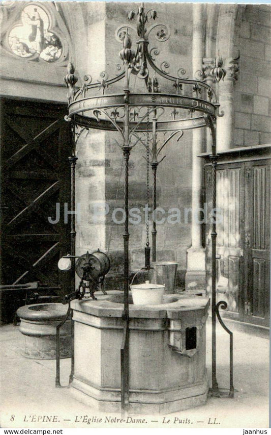 L'Epine - L'Eglise Notre Dame - Le Puits - cathedral - well - 8 - old postcard - France - unused - JH Postcards