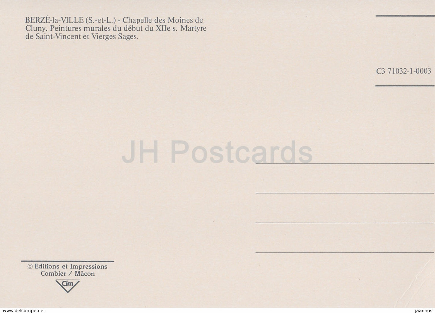 Berze la Ville - Chapelle des Moines de Cluny - Peintures murales - Martyre de Saint Vincent - France - inutilisé