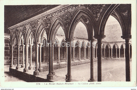 Le Mont Saint Michel - Le Cloitre - 276 - old postcard - France - unused - JH Postcards
