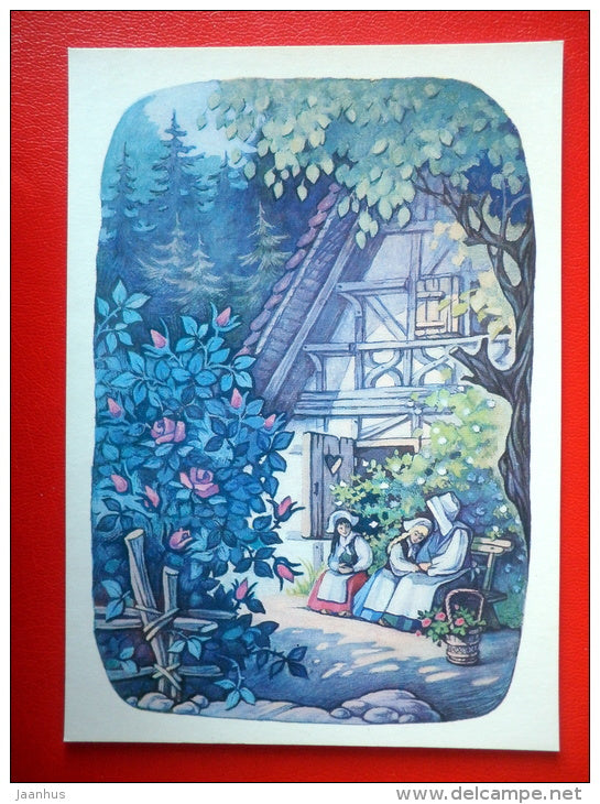 illustration by T. Narskaya - Widow - Snow-White and Rose-Red by Grimm Brothers - 1985 - Russia USSR - unused - JH Postcards