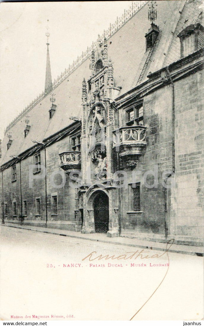 Nancy - Palais Ducal - Musee Lorrain - museum - 25 - old postcard - France - used - JH Postcards