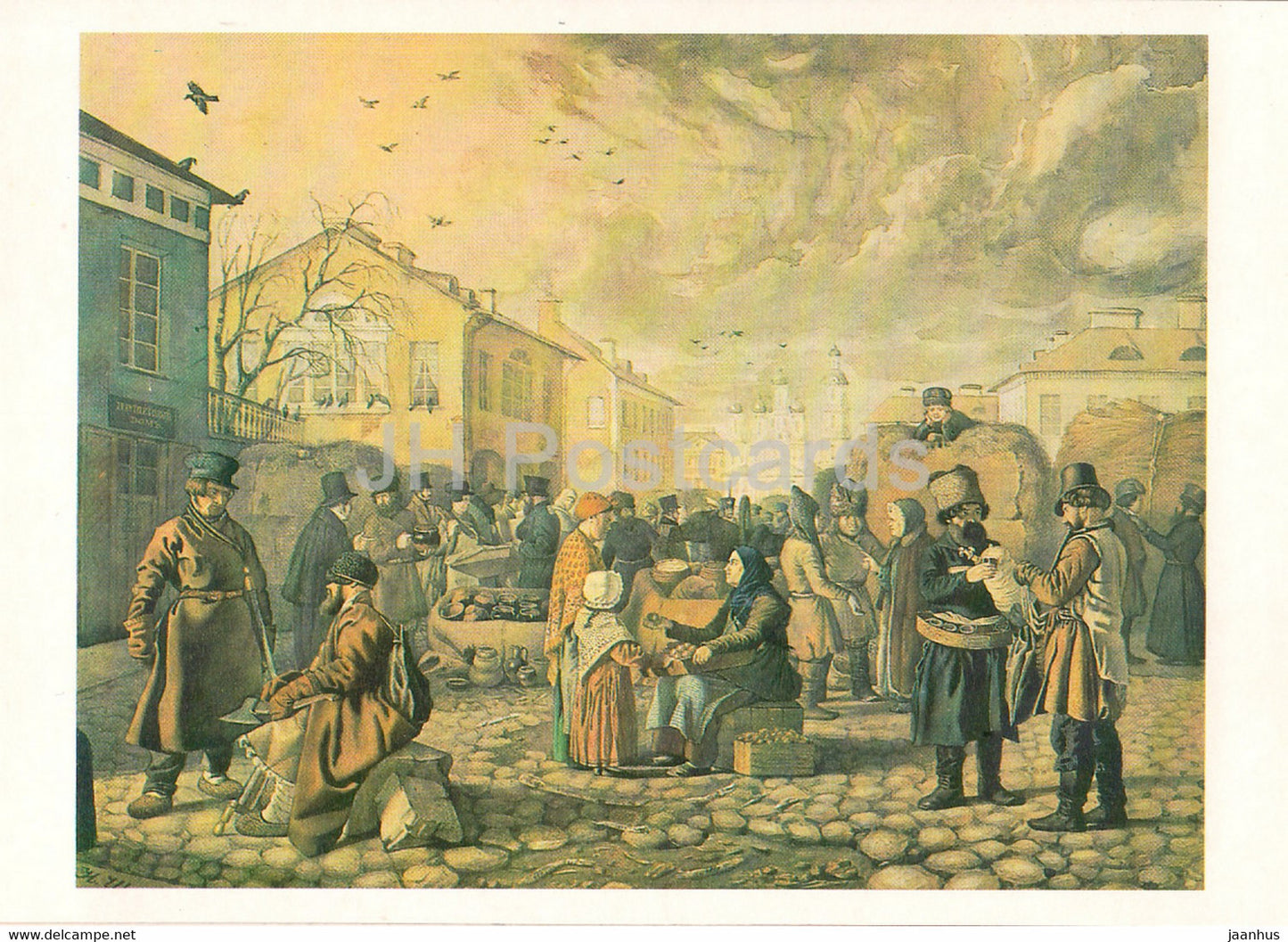 painting by I. Shchedrovski - Market in the St Petersburg - Russian art - 1985 - Russia USSR - unused - JH Postcards