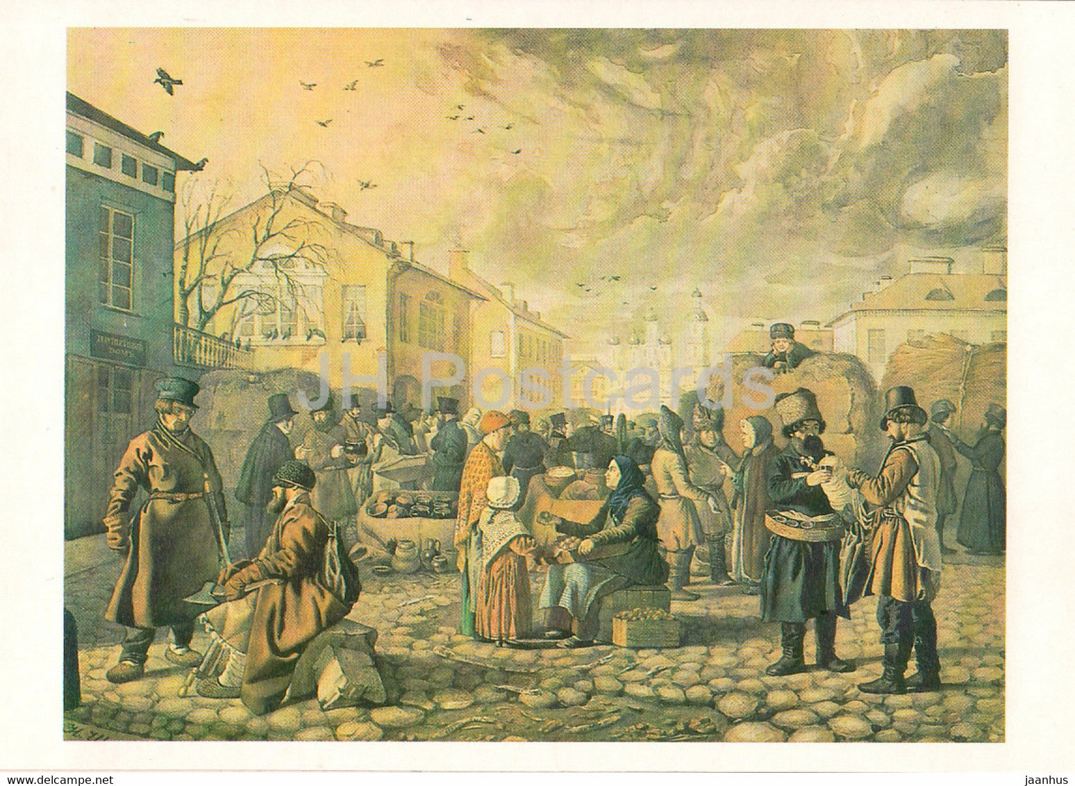 painting by I. Shchedrovski - Market in the St Petersburg - Russian art - 1985 - Russia USSR - unused - JH Postcards