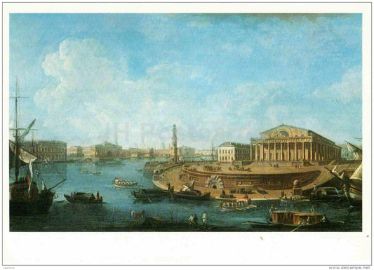 painting by F. Alekseyev - View the Stock Exchange and the Admiralty in St. Petersburg - 1984 - Russia USSR - unused - JH Postcards