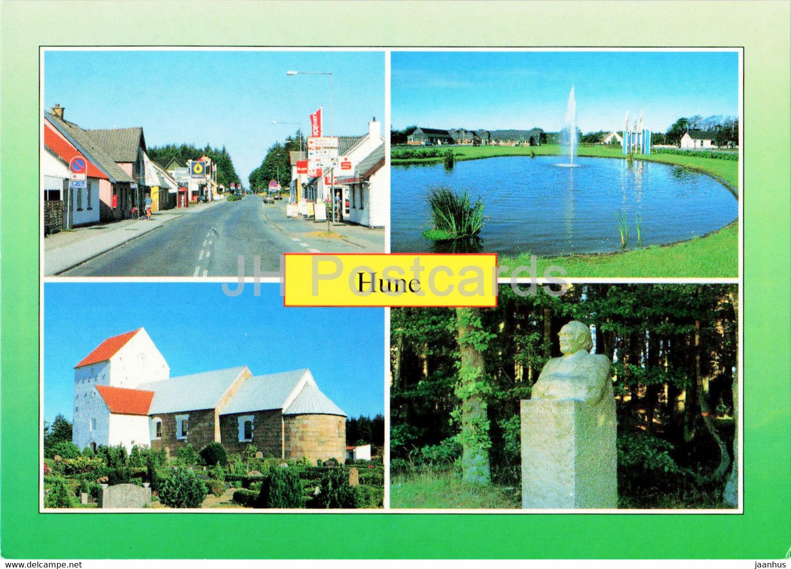 Hune - monument - street view - Denmark - unused - JH Postcards
