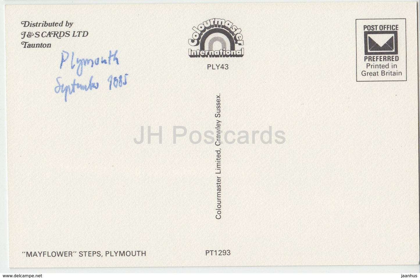 Plymouth - Mayflower Steps - bateau - PT1293- 1985 - Royaume-Uni - Angleterre - occasion