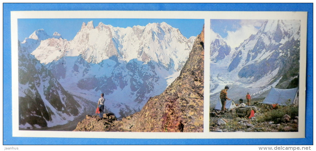 Shelda mountain in Caucasus - camp - mountaneering - alpinism - 1980 - Russia USSR - unused - JH Postcards