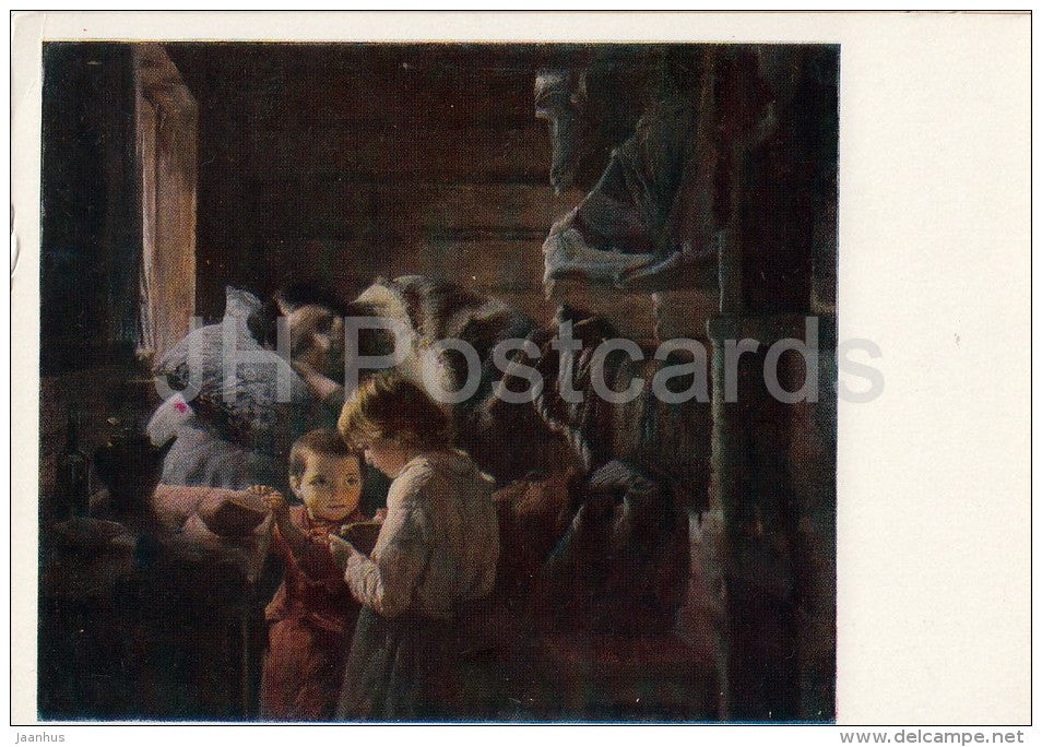 painting by A. Korzukhin - Crust of Bread , 1890 - Russian art - 1959 - Russia USSR - unused - JH Postcards