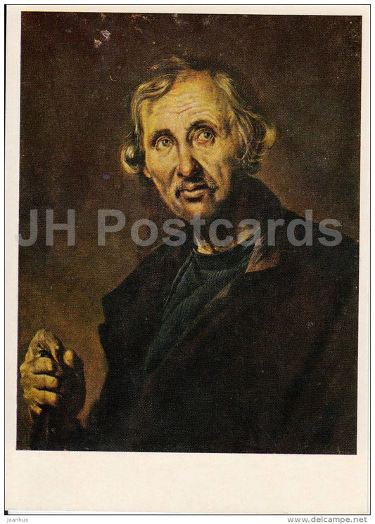 painting by V. Tropinin - Wanderer with stick - old man - Russian art - 1974 - Russia USSR - unused - JH Postcards