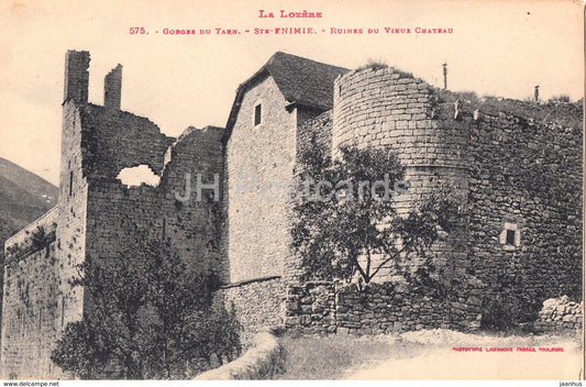 Gorges du Tarn - Ste Enimie - Ruines du Vieux Chateau - castle ruins - old postcard - France - unused - JH Postcards