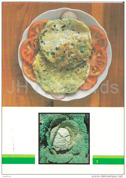 Schnitzel from Savoy cabbage - Vegetable Dishes - recipes - 1990 - Russia USSR - unused - JH Postcards