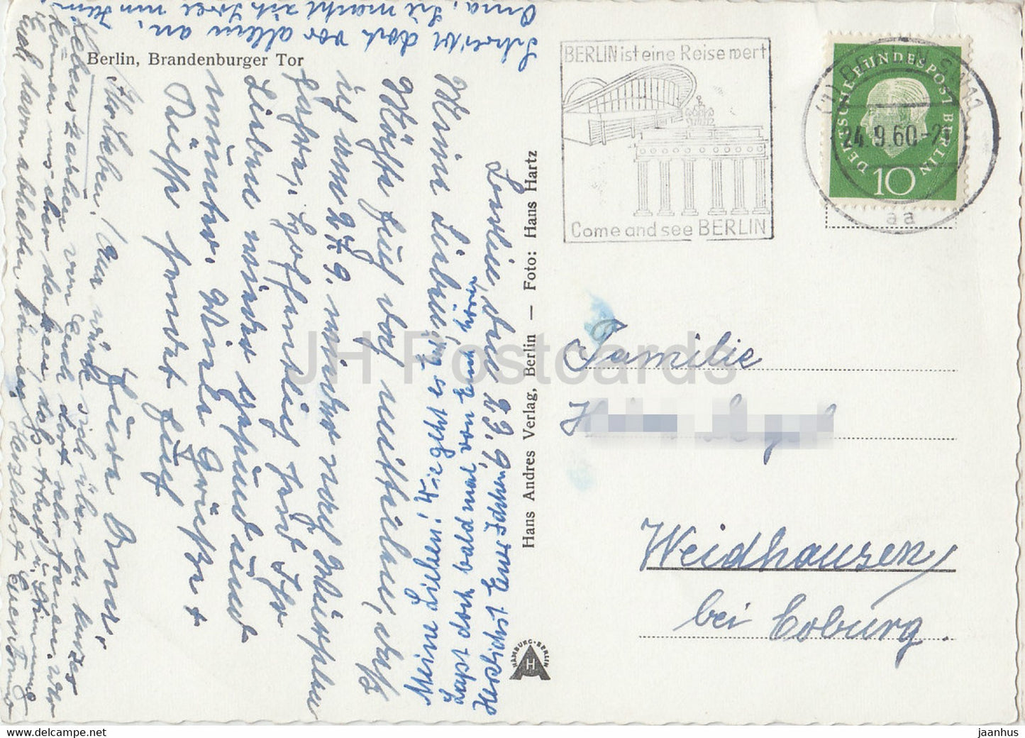 Berlin - Das Branderburger Tor - car - 1960 - Germany - used