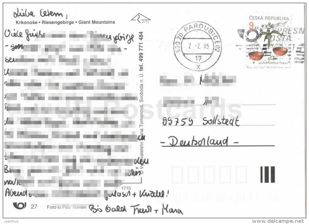 Krkonose - Riesengebirge - Giant Mountains - Lucni Hora - Snezka - Maly Sisak - Czech Republic - used 2005 - JH Postcards