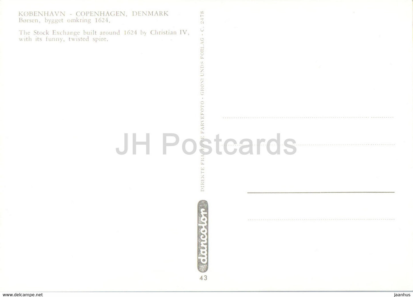 Copenhagen - The Stock Exchange - bridge - 43 - Denmark - unused