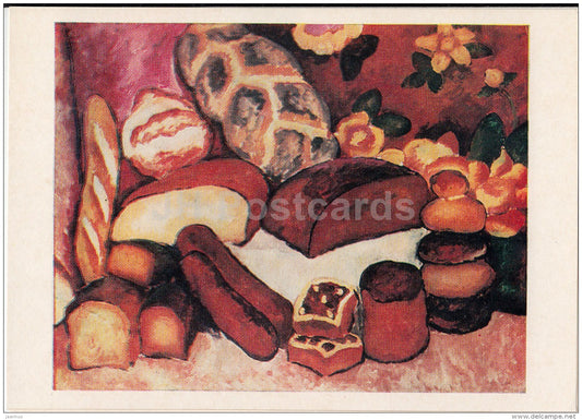 painting by I. Mashkov - Still Life . Bread , 1912 - Russian art - Russia USSR - unused - JH Postcards