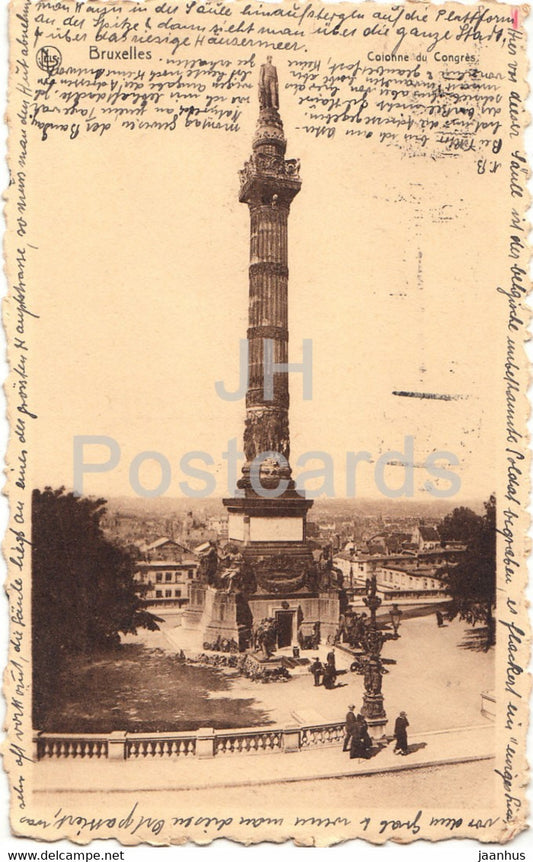 Bruxelles - Brussels - Colonne du Congres - old postcard - 1929 - Belgium - used - JH Postcards