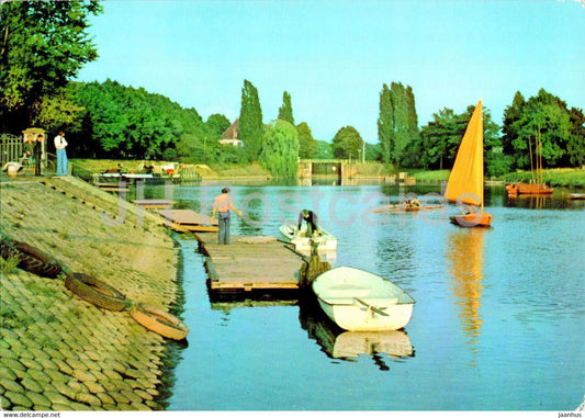 Wroclaw - Przystan AZS na Odrze - AZS marina on the Oder River - boat - Poland - unused - JH Postcards