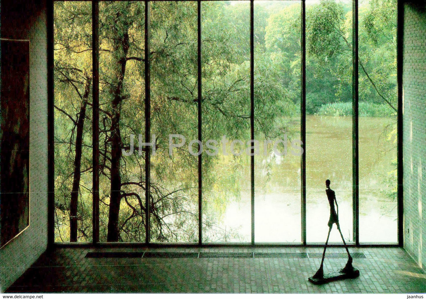 sculpture by Alberto Giacometti - Homme qui Marche - Louisiana Museum of Modern Art - Swiss art - Denmark - unused - JH Postcards