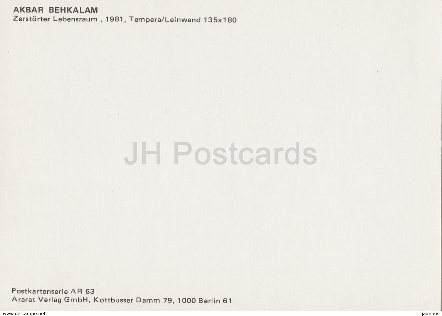 Gemälde von Akbar Behkalam – Zerstorter Lebensraum 1981 – Proteste – Deutsche Kunst – Deutschland – unbenutzt