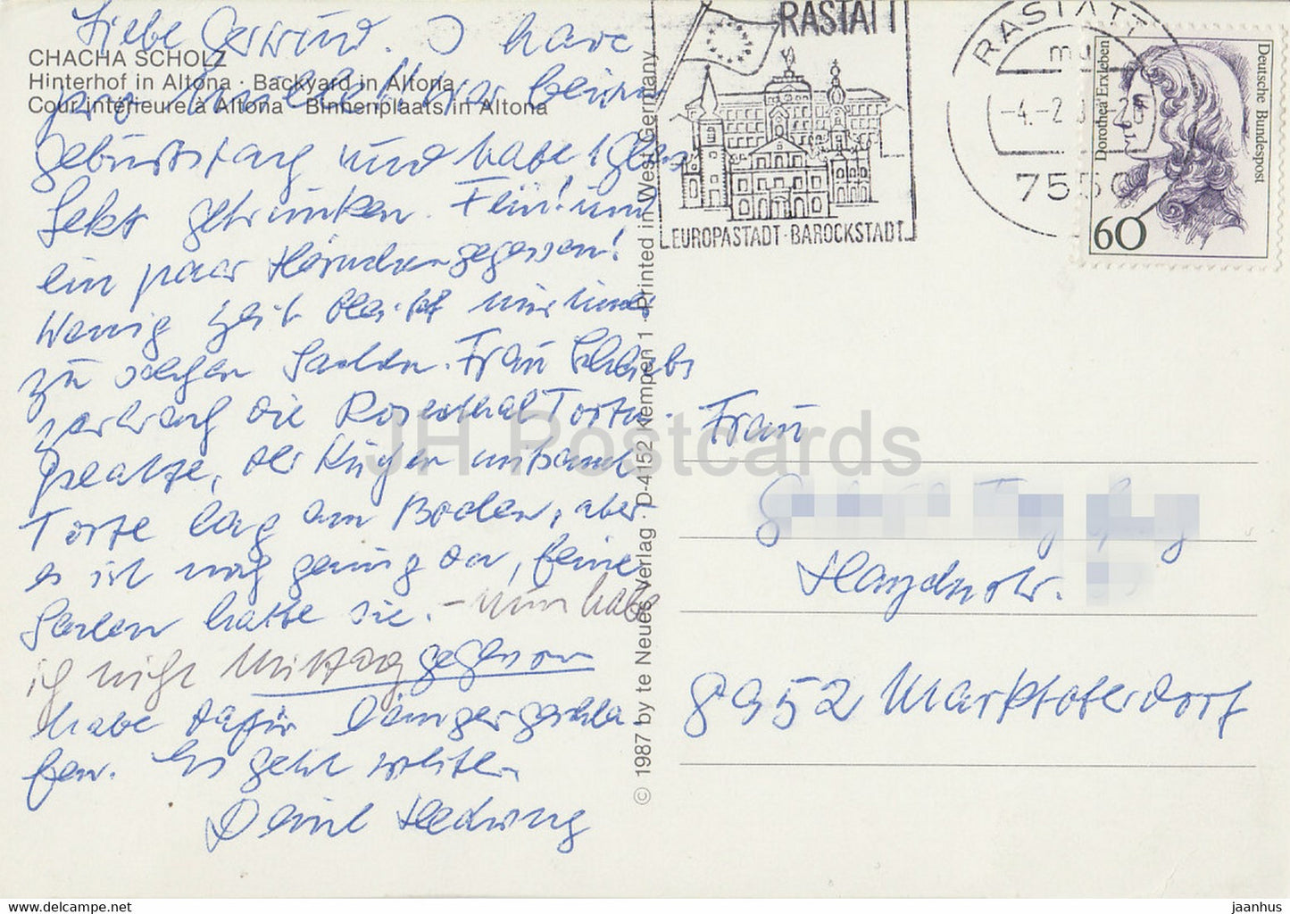 peinture de Chacha Scholz - Hinterhof à Altona - Jardin à Altona - art - Allemagne - utilisé