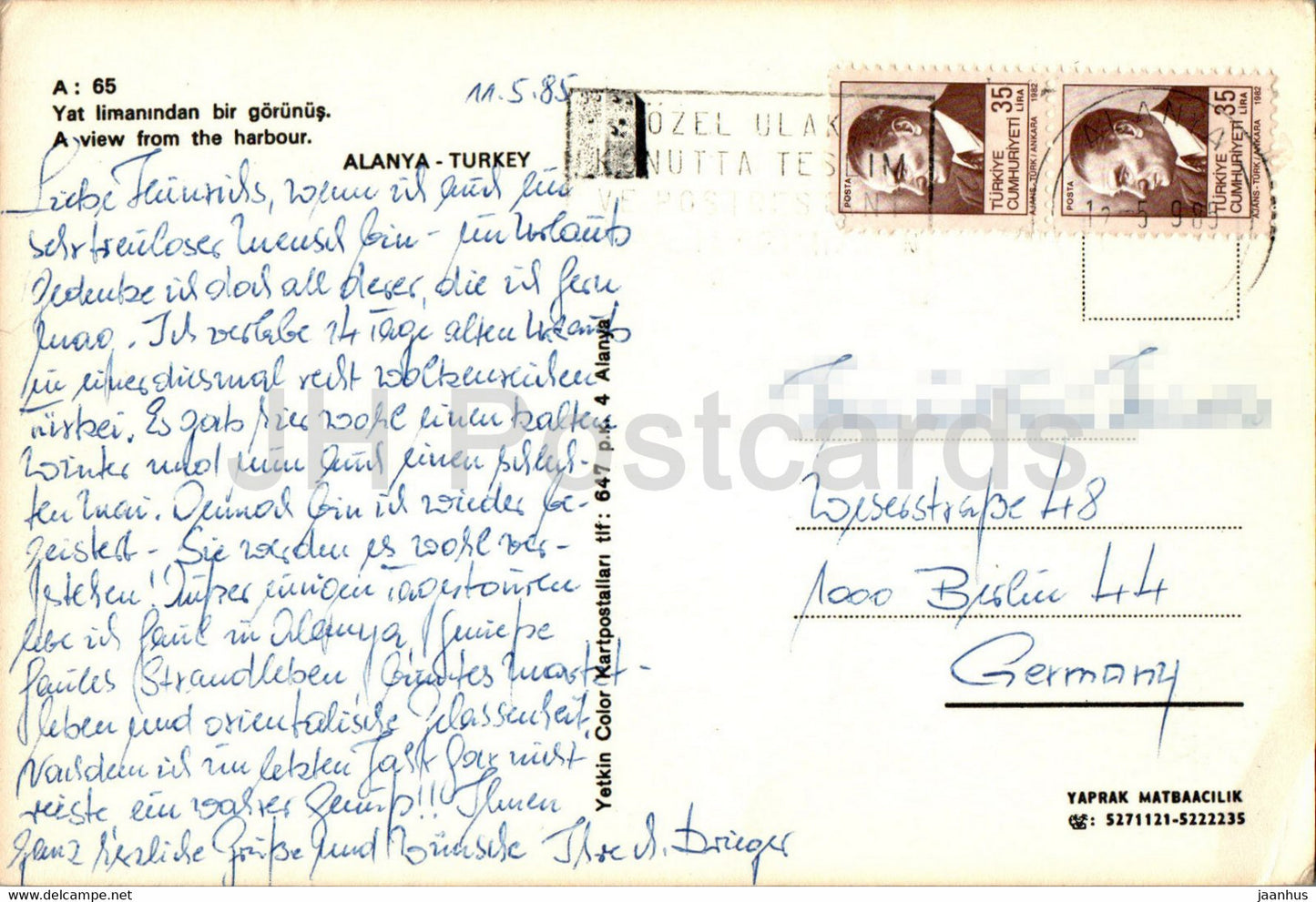 Alanya - A view from harbour - port - boat - 65 - 1985 - Turkey - used