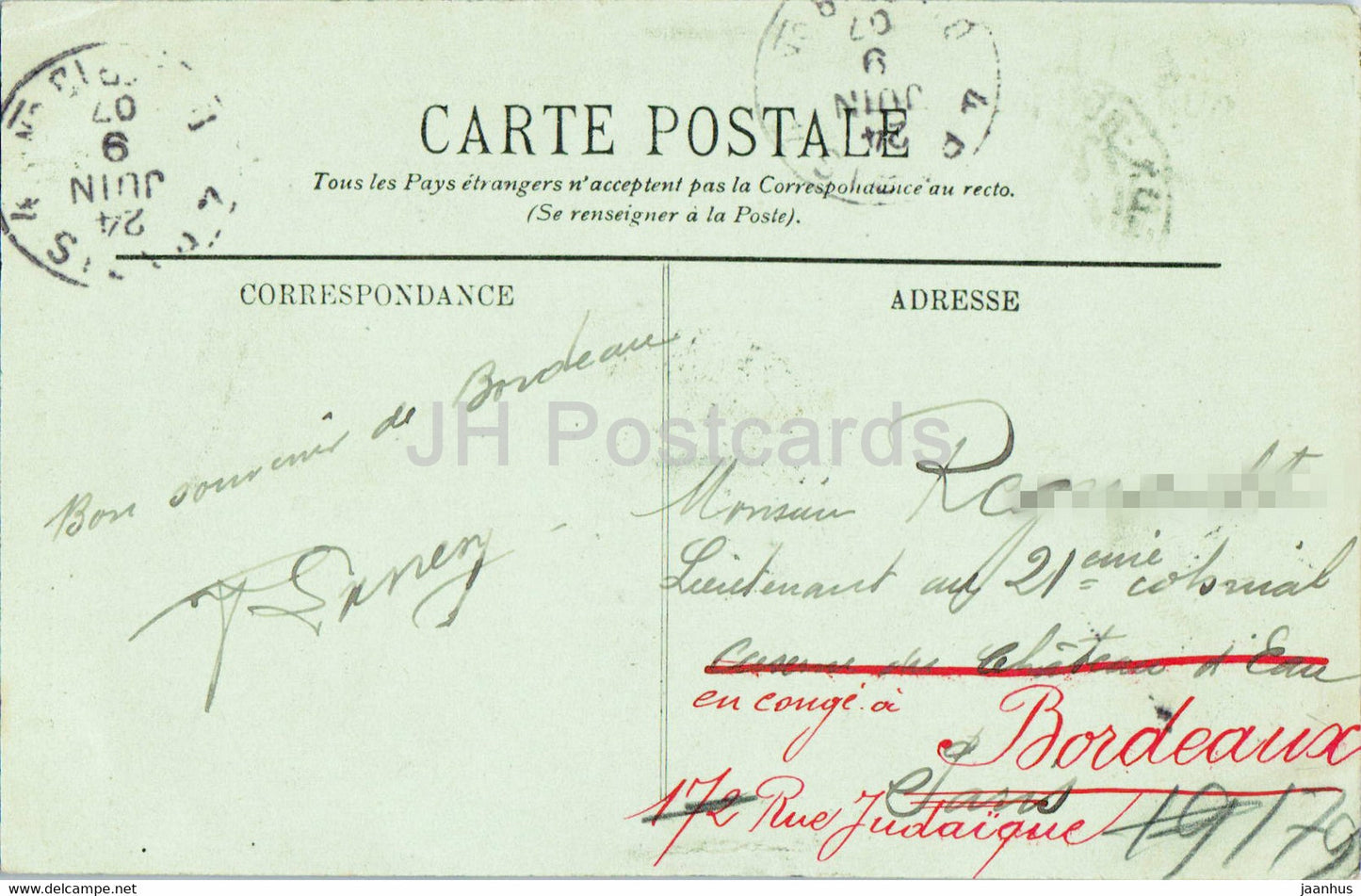 Bordeaux - Le monument de Gambetta - 160 - old postcard - 1907 - France - used