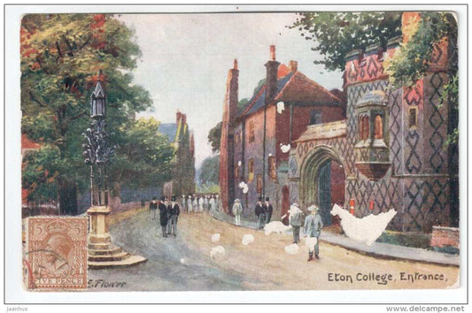 Eton College Entrance by Charles E. Flower - England - UK - old postcard - used - JH Postcards
