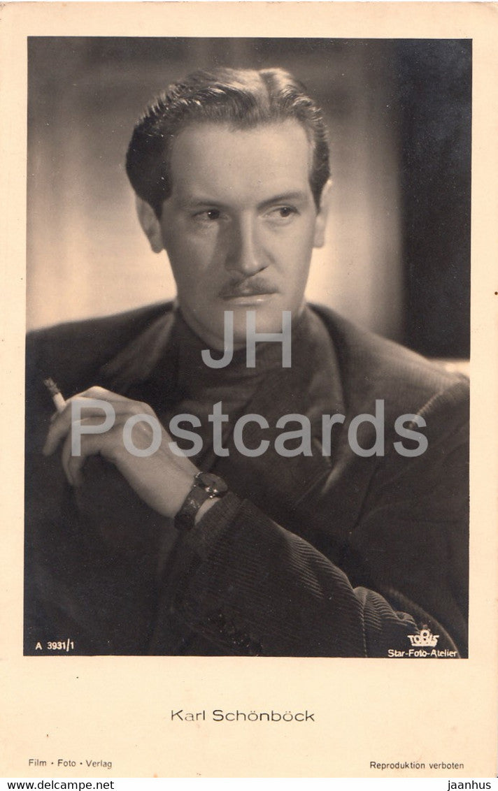 Austrian actor Karl Schonbock - Film - Movie - 3931 - Germany - old postcard - unused - JH Postcards