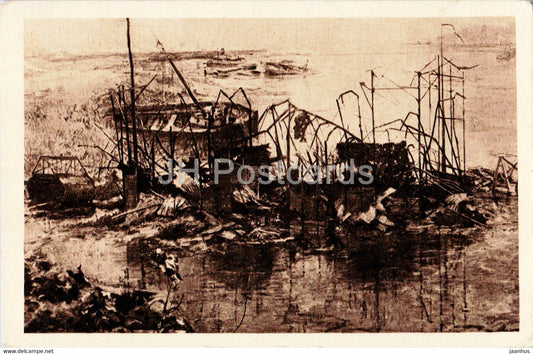 Panorama de la Bataille de l'Yser par A. Bastien - Nieuport - Le Chenal - painting - old postcard - Belgium - unused - JH Postcards