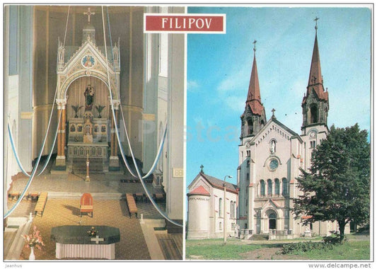 Jirikov - Filipov - Decin district - church - interior - Czechoslovakia - Czech - unused - JH Postcards
