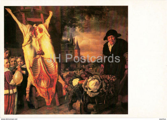 painting by Bartholomeus van der Helst - New Market in Amsterdam - pork - Dutch art - 1987 - Russia USSR - unused - JH Postcards