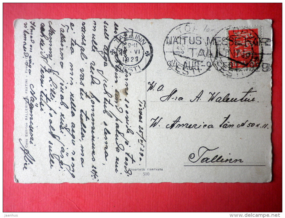 illustration - well - haystack - signed - Ballerini & Fratini - 520 - circulated in Estonia Tallinn Tori 1929 - JH Postcards