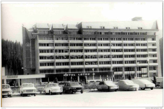 hotel Lotru - cars - Voineasa - old photo - Romania - unused - JH Postcards