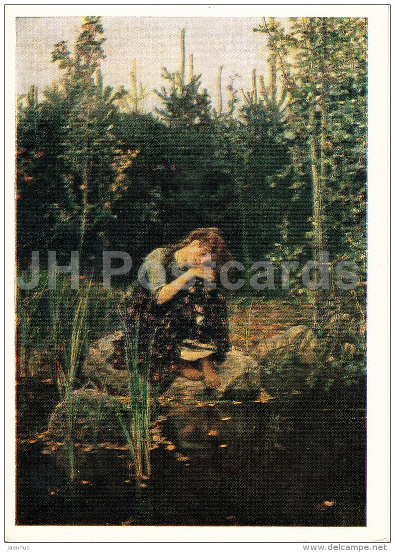 painting by V. Vasnetsov - Alyonushka , 1881 - Russian art - 1978 - Russia USSR - unused - JH Postcards