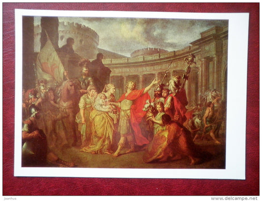 painting by A. Losenko , Farewell of Hector and Andromache , 1773 - russian art - unused - JH Postcards
