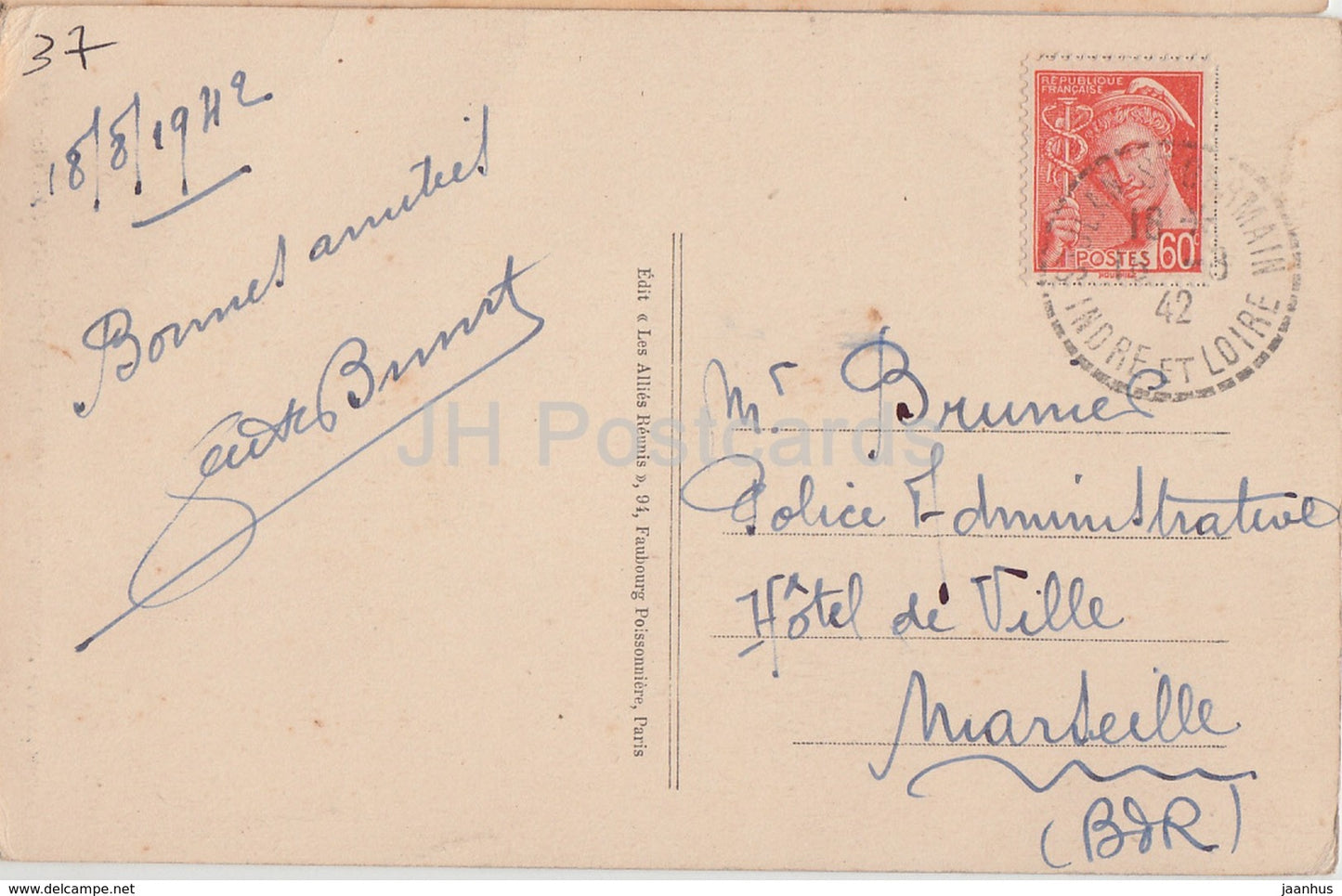 St Jean St Germain - Chateau du Coudray - Schloss - alte Postkarte - 1942 - Frankreich - gebraucht