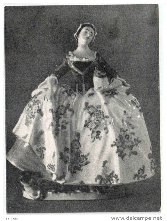 porcelain figurine - lady - from J. Mikkel art collection - art - 1971 - unused - JH Postcards